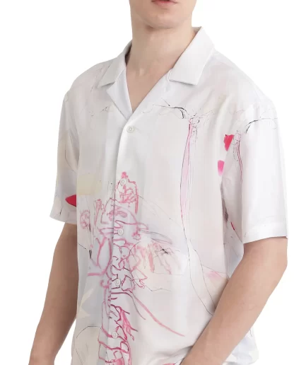 Rare rabbit - ABSTRACT PRINT CUBAN COLLAR SHIRT