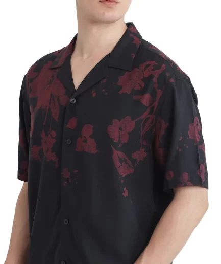 Rare Rabbit - CUBAN COLLAR RELAXED FIT FLORAL PRINT SHIRT
