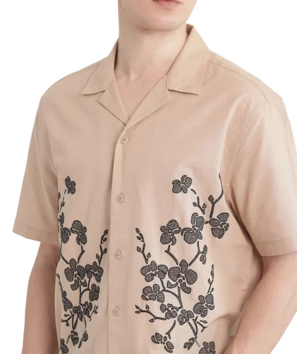 Rare Rabbit - LINEN BLEND EMBROIDERED SHIRT