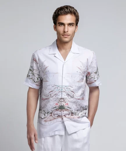 Rare Rabbit - RELAXED FIT ART DECO PRINT SHIRT