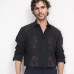 Rare Rabbit - RELAXED FIT REGULAR COLLAR ART DECO PRINT SHIRT